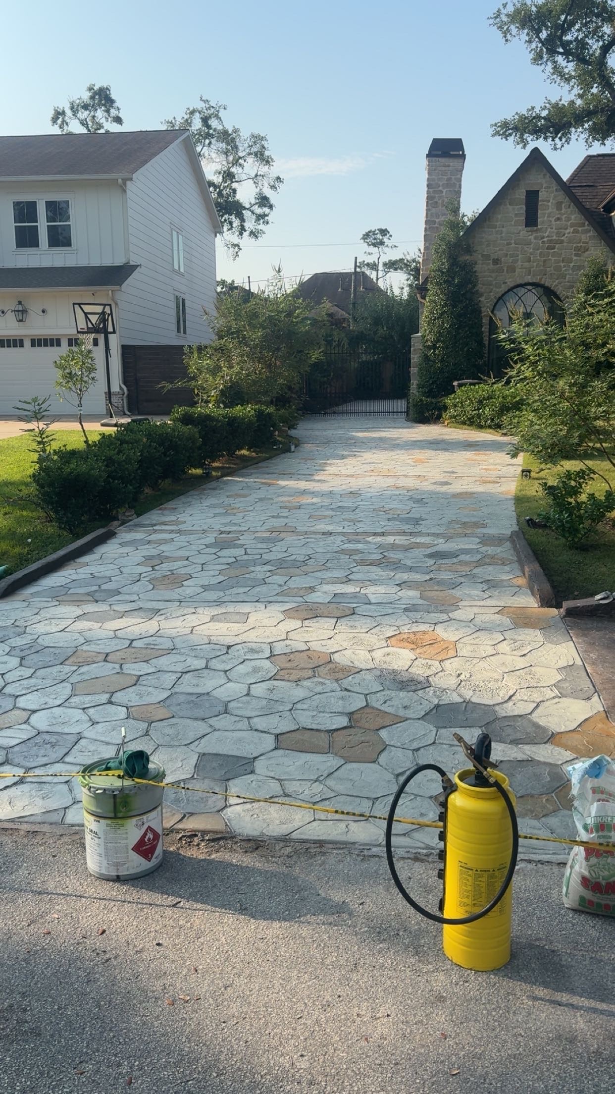 Completed stamped concrete driveway